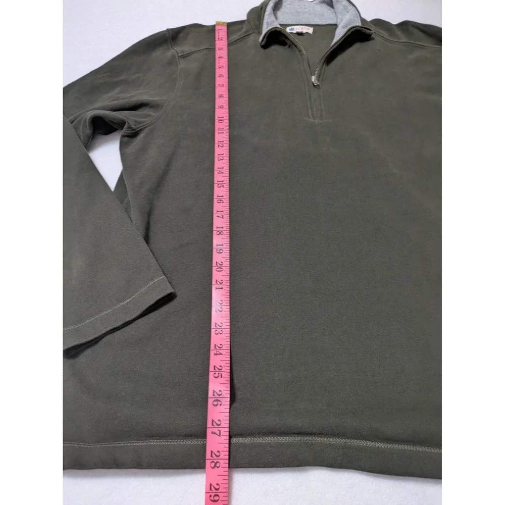 J Crew Sweater Men XL Olive Green Solid Quarter Zip Pullover‎ Preppy Casual